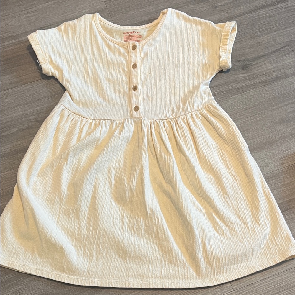 Cat & Jack Cream Short-Sleeve Button-Front Girls Dress
